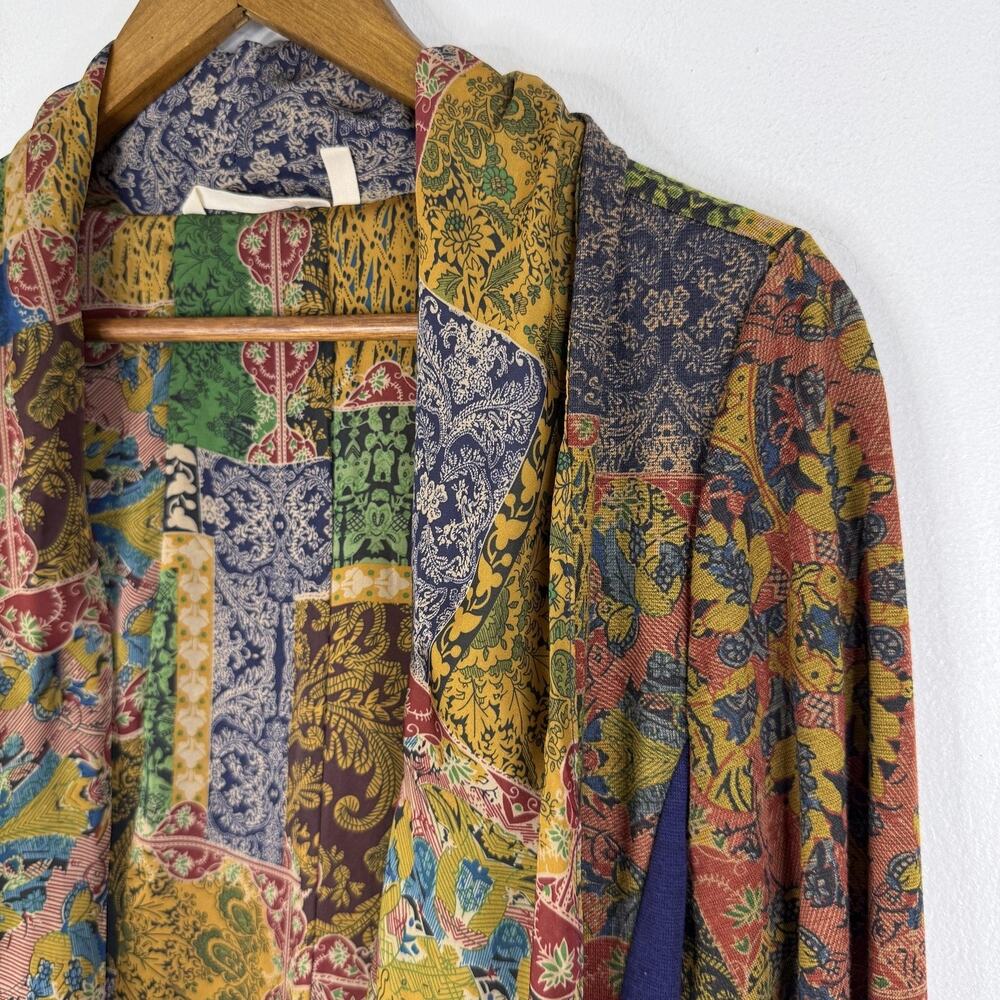 Soft Surroundings Paisley Boho Open Cardigan Izmir Sweater Womens Medium
